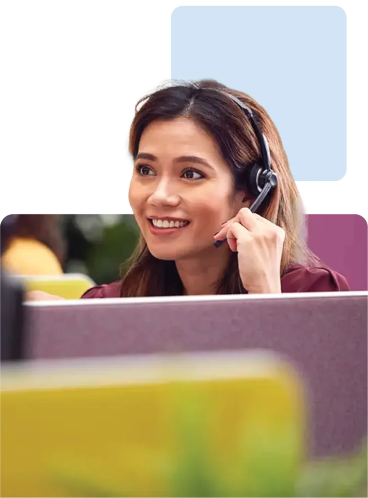 Customer support advisor at my car credit wearing headset