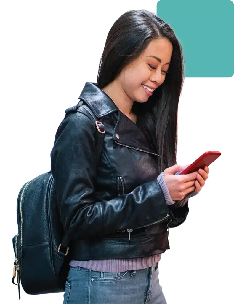 Woman checking the status of her car finance application with Evolution Loans