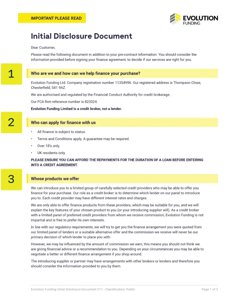 Example of an Initial Disclosure Document