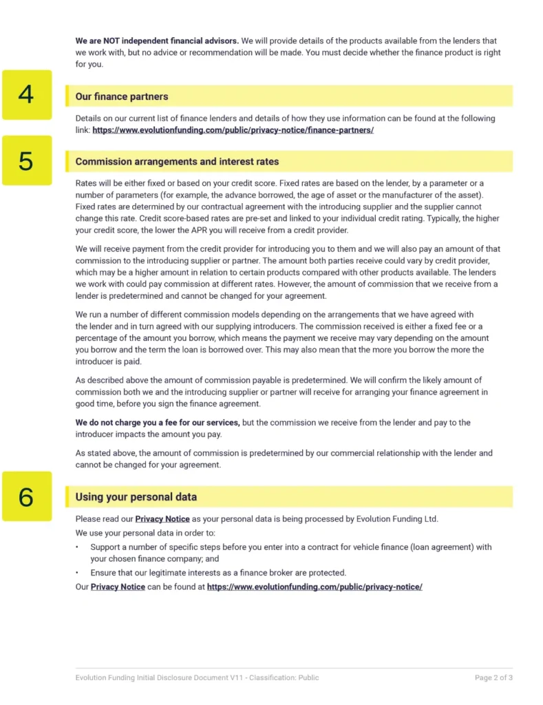 Example of an Initial Disclosure Document