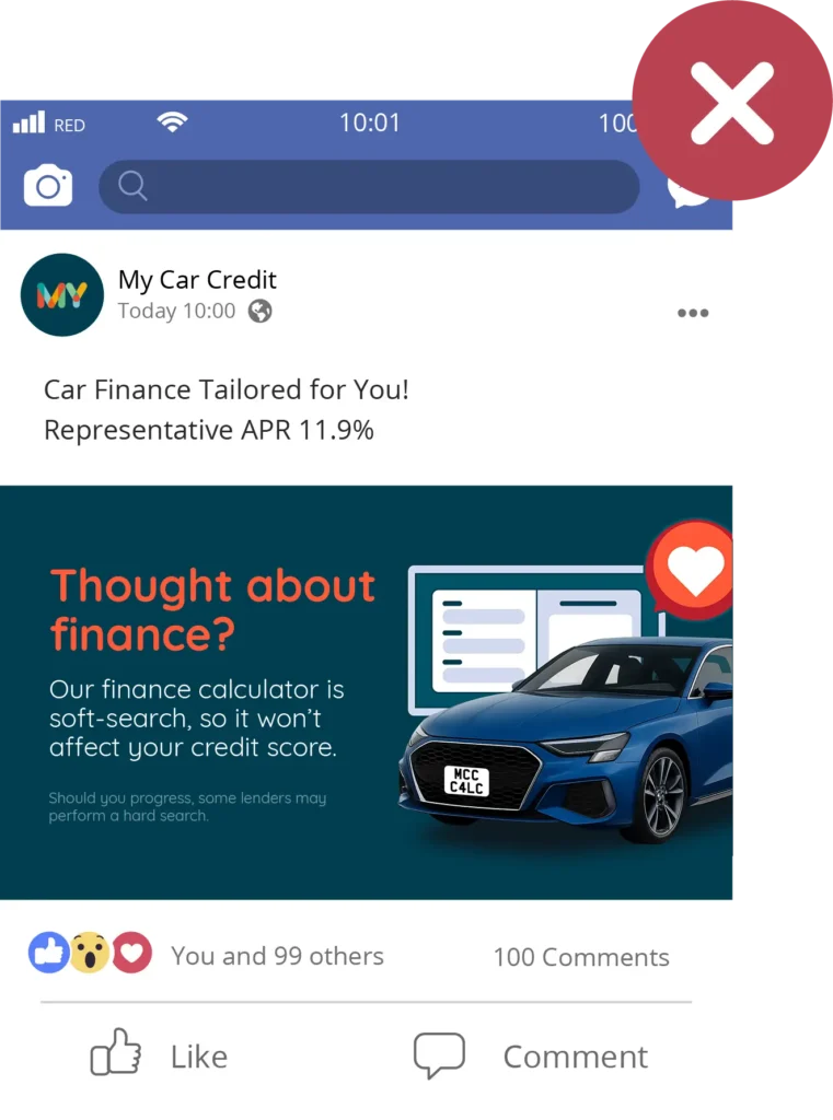 No-compliant example of a financial promotion on social media
