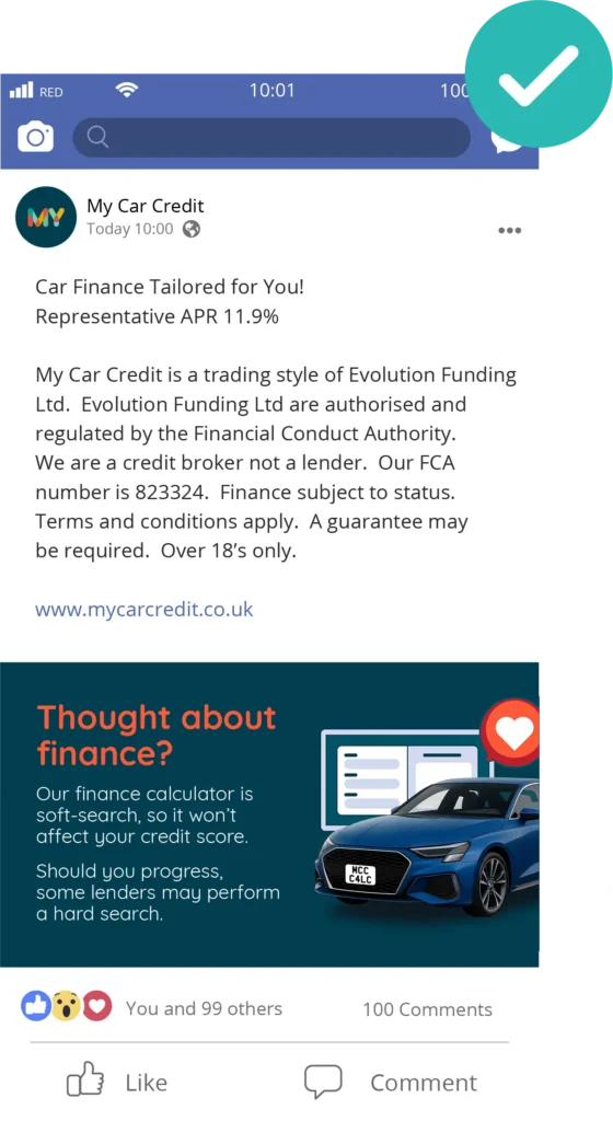 Compliant example of a financial promotion on social media