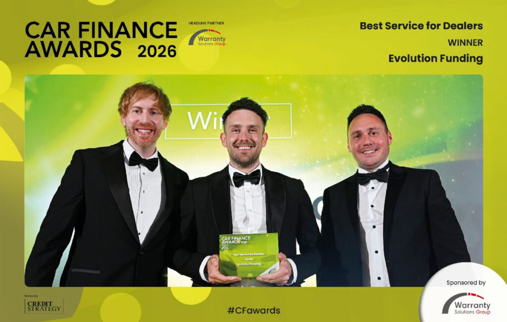 Josh Cartledge receiving Car Finance Best Service for Dealers Award 2026