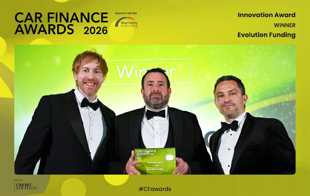 Duncan Josey receiving Car Finance Innovation Award 2026