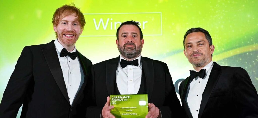 Duncan Josey receiving Car Finance Innovation Award 2026