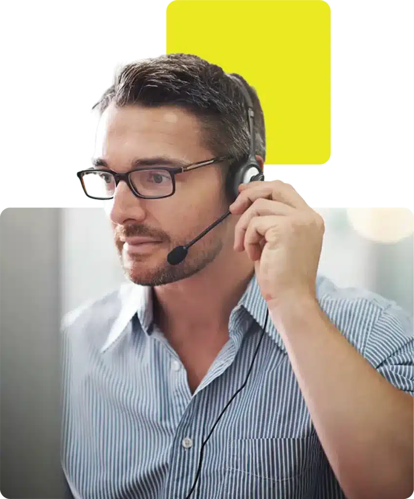 man in contact centre employed by evolution funding