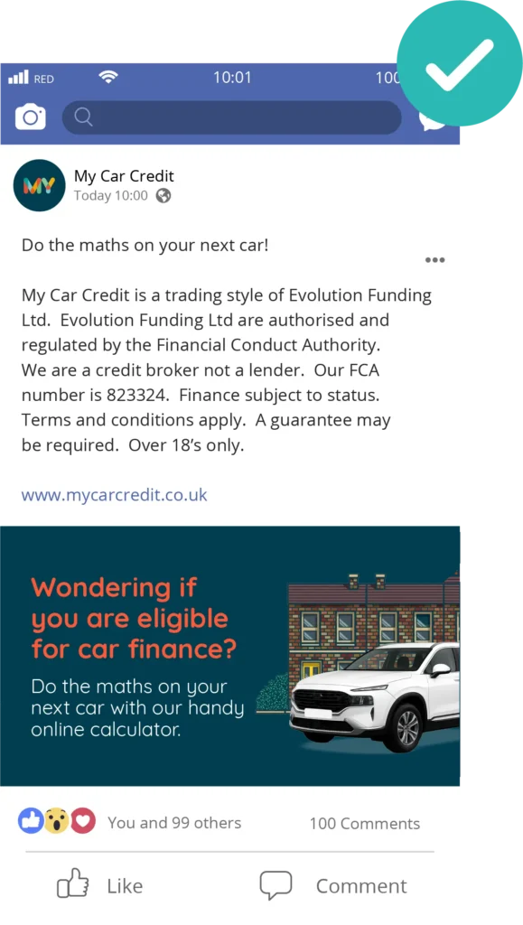 Compliant example of a financial promotion on social media