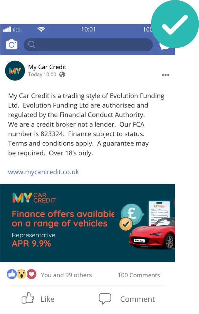 Compliant example of a financial promotion on social media