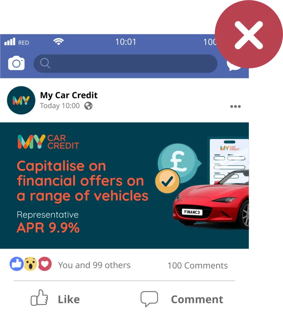 Non-compliant example of a financial promotion on social media