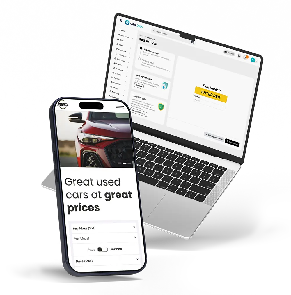 Digital devices showing Dealer in a Box technology solution