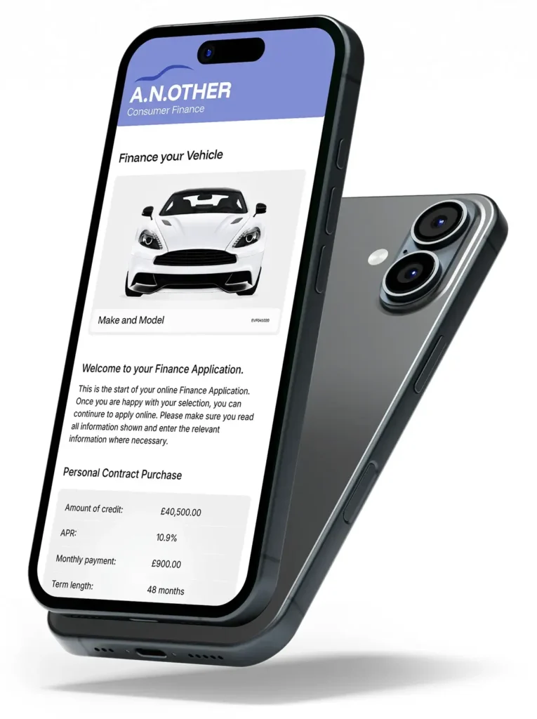 example of a white-labelled car finance customer onboarding journey on a mobile device