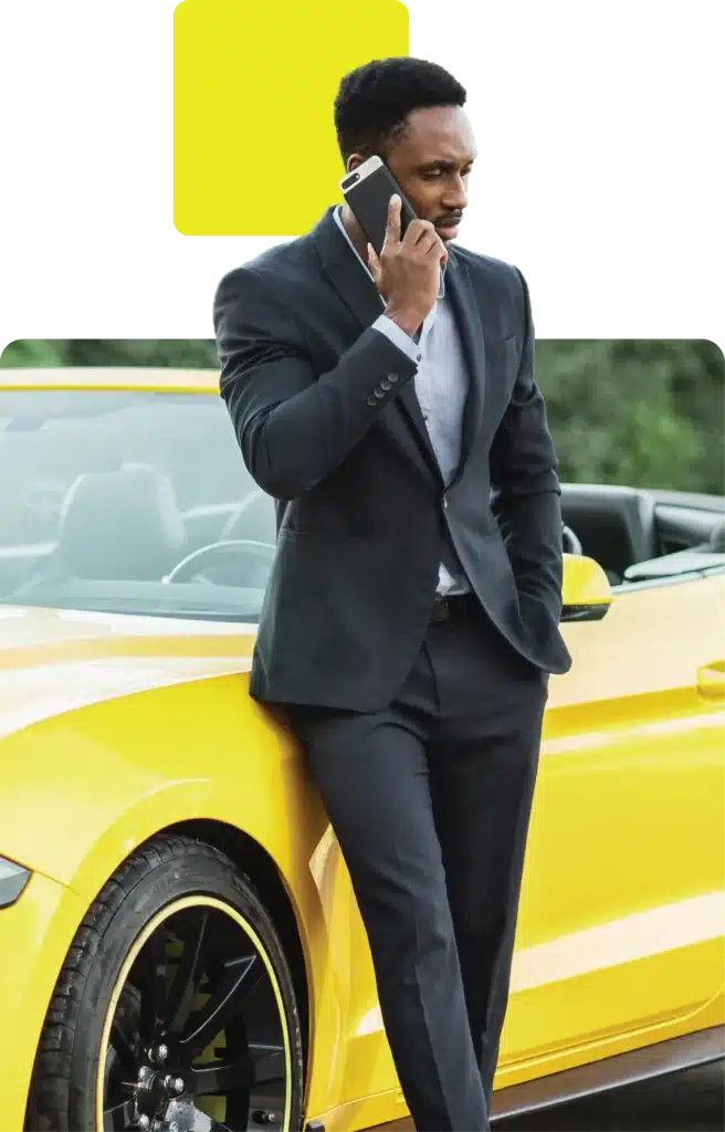Man speaking to Signature by evolution funding about prestige car finance
